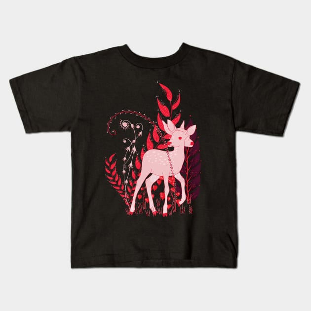 Forest Spirit - Fawn Kids T-Shirt by The3rdMeow